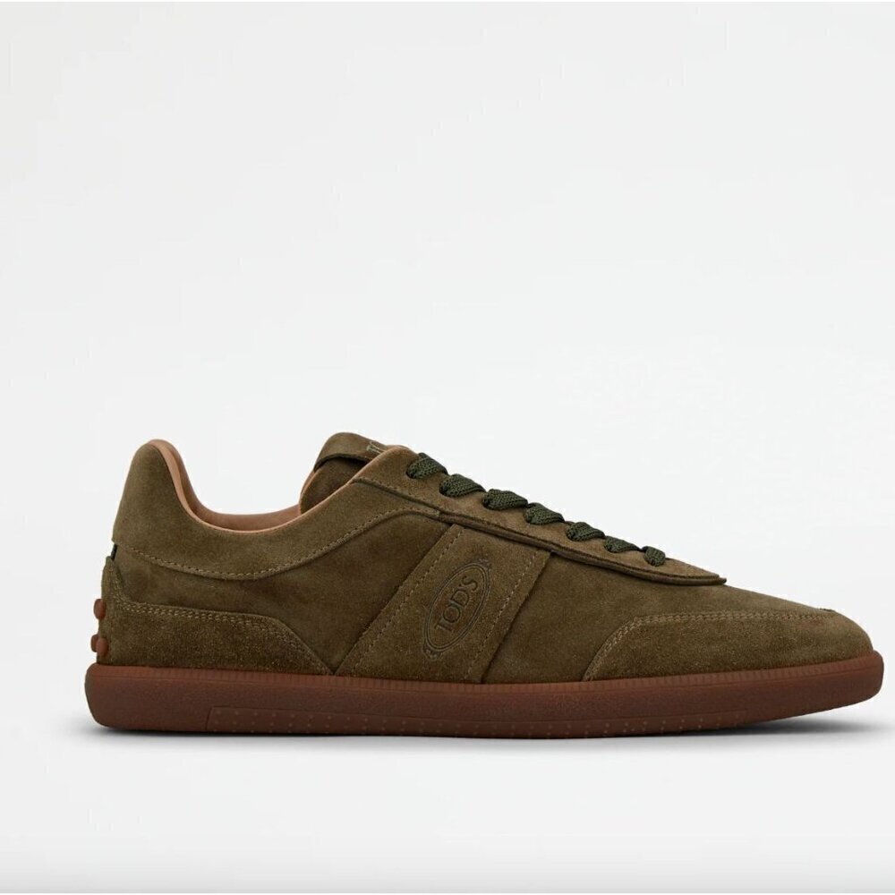 Tod's Tabs Sneakers in Suede Olive Green Men's Size 6